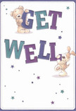 Infused with the charm and character unique to Hackney, this get well card's design radiates heartfelt comfort and cheerful recovery wishes. Centered within a canvas of creamy white, a huggable teddy bear and spirited puppy interact joyfully with large letters spelling 'Get Well,' their fur meticulously textured to evoke warmth-almost as inviting as the scent of fresh blooms from a local Hackney florist. The lettering, painted in confident strokes of indigo and teal, commands attention yet maintains a sense of friendly optimism. Playful stars in varying blue and purple shades are scattered throughout, adding a hint of magic and possibility, much like the vibrant murals dotting the Hackney streetscape. The composition's airy brightness and tactile invitation make this card a soothing gift when combined with a thoughtfully prepared bouquet-expressing solidarity and kindness to anyone recovering in Hackney's close-knit, lively community.